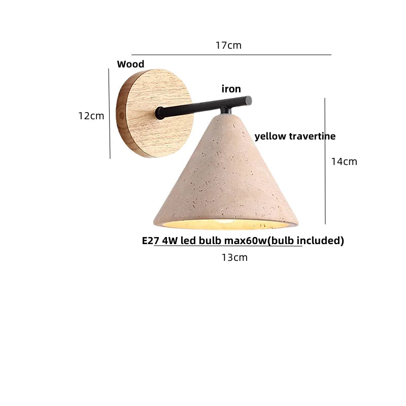 DecorBites™ Canopy LED Wall Light Yellow Travertine Modern Iron Bedside Lamp