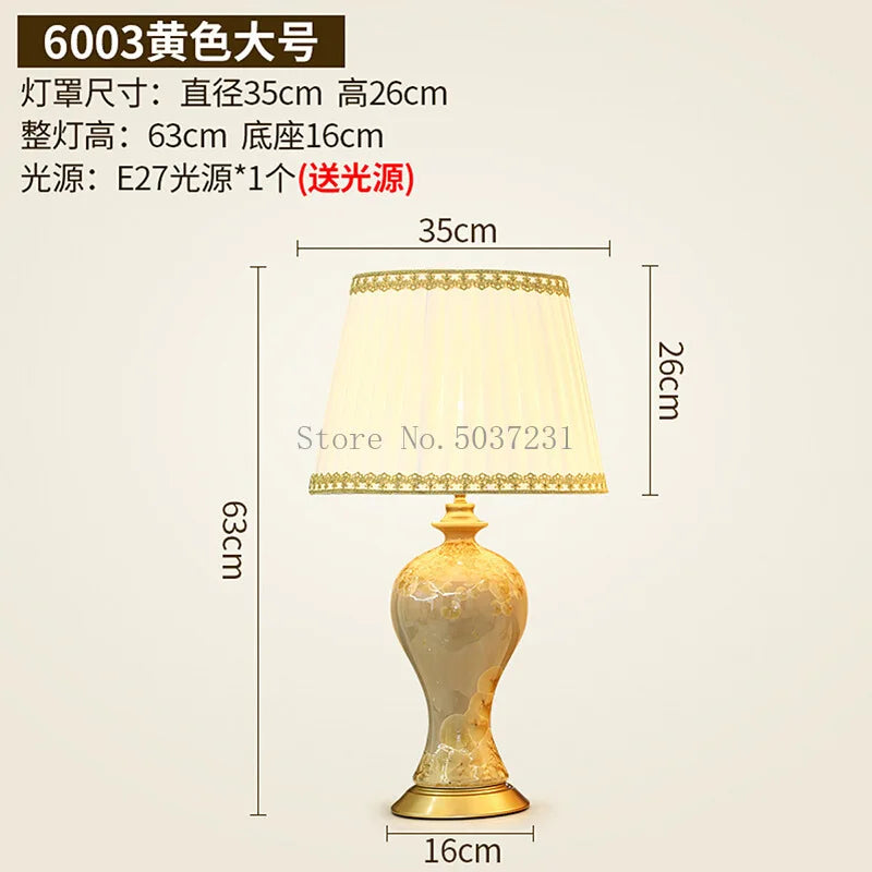 مصباح طاولة سيراميكي ريفي من DecorBites™ لحماية العين وديكور غرفة النوم والدراسة