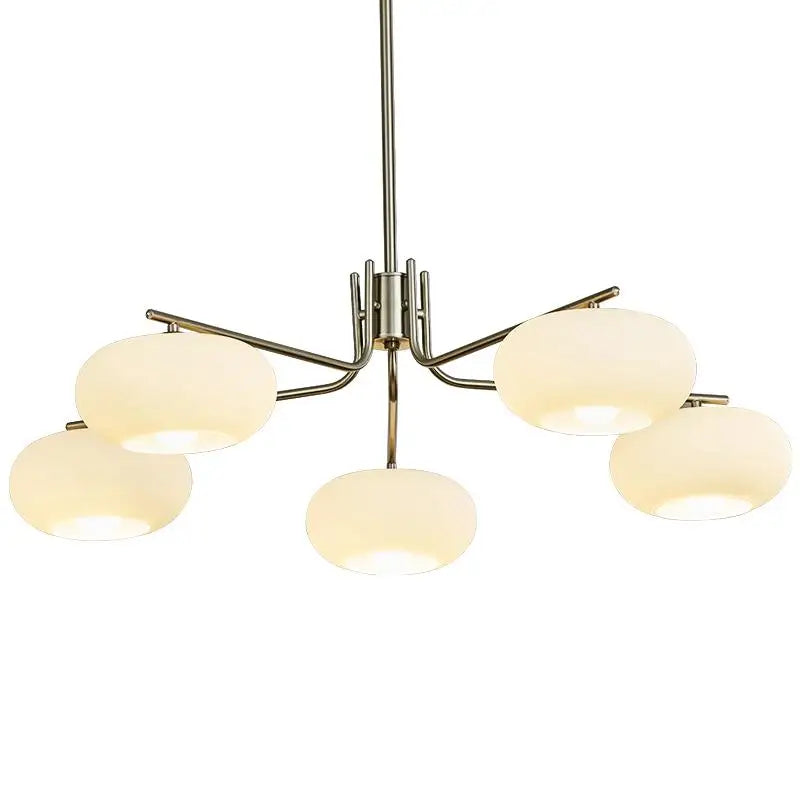 DecorBites™ Glass Persimmon Chandelier: Bauhaus Medieval Inspired Milk White Lamp