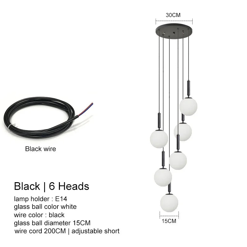 DecorBites™ LED Glass Ball Chandelier for Home Dining Hotel Decor