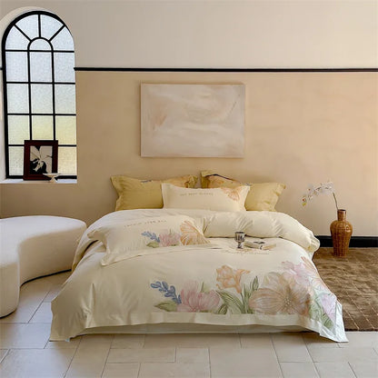طقم أغطية سرير مطرزة من القطن المصري DecorBites™ 100S للمقاسات الكبيرة والكبيرة (يورو)