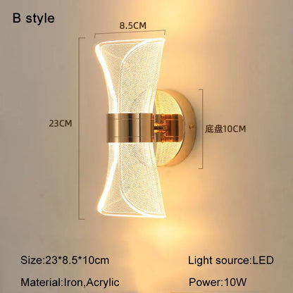 Apliques de pared LED DecorBites™ Gold Nordic de acrílico para decoración de dormitorio y sala de estar