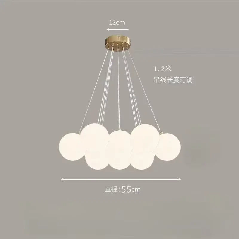 Nordic White Glass Globe Cluster Pendant Light