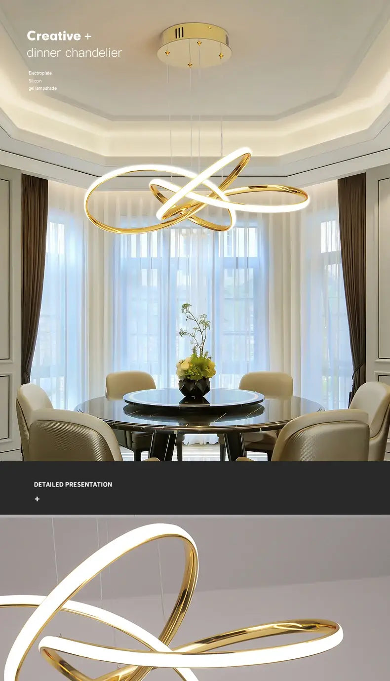 DecorBites™ Dimmable Modern Chandelier: Gold/Chrome/Black 60cm