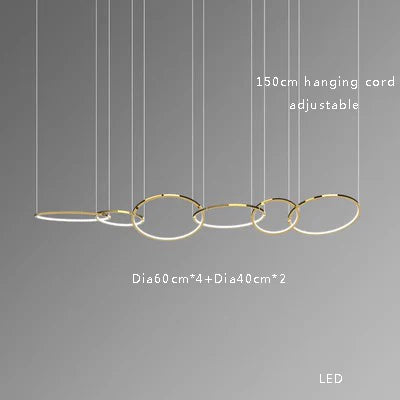 Lámparas colgantes circulares DecorBites™ de acero inoxidable dorado para la decoración del hogar y el comedor