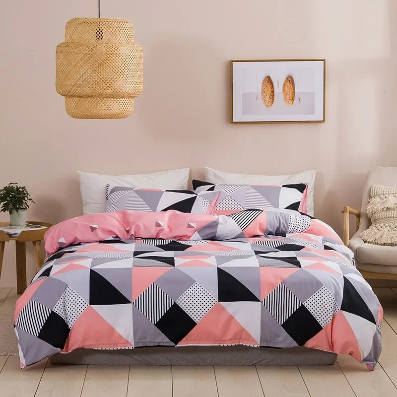 Geometric Print Duvet Cover Set by Decobites for Queen King Size Bedding Luxurious and Durable