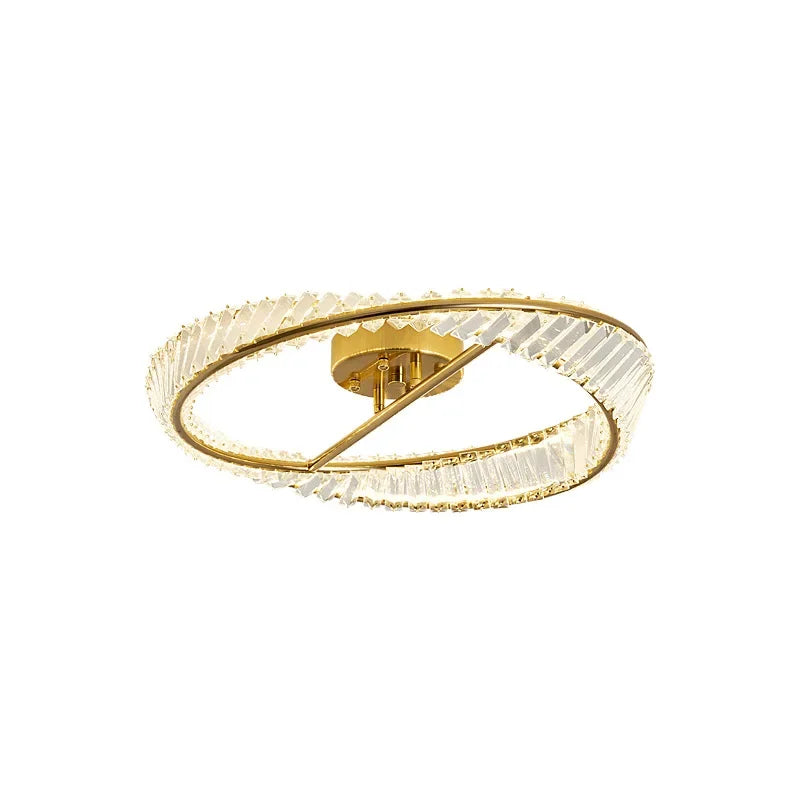 DecorBites™ Crystal Rings LED Ceiling Light Dimmable Gold Lustre for Home Decoration