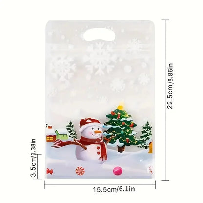 50pcs/Set Happy New Year Christmas Bread Packaging Bags Hnadle Santa Claus Toast Supplies For Home Handmade Gift Bags