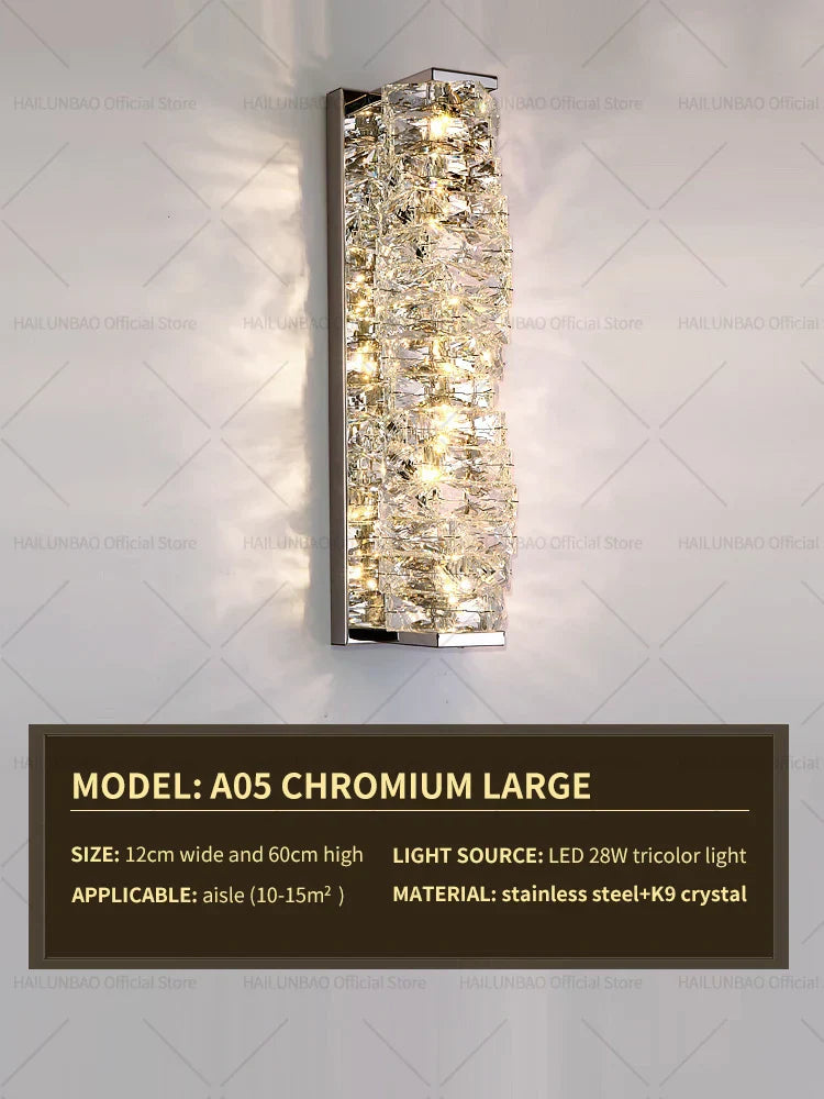 DecorBites™ Crystal Wall Lamp: Elegant Living Room TV Background Bedroom Bedside Light