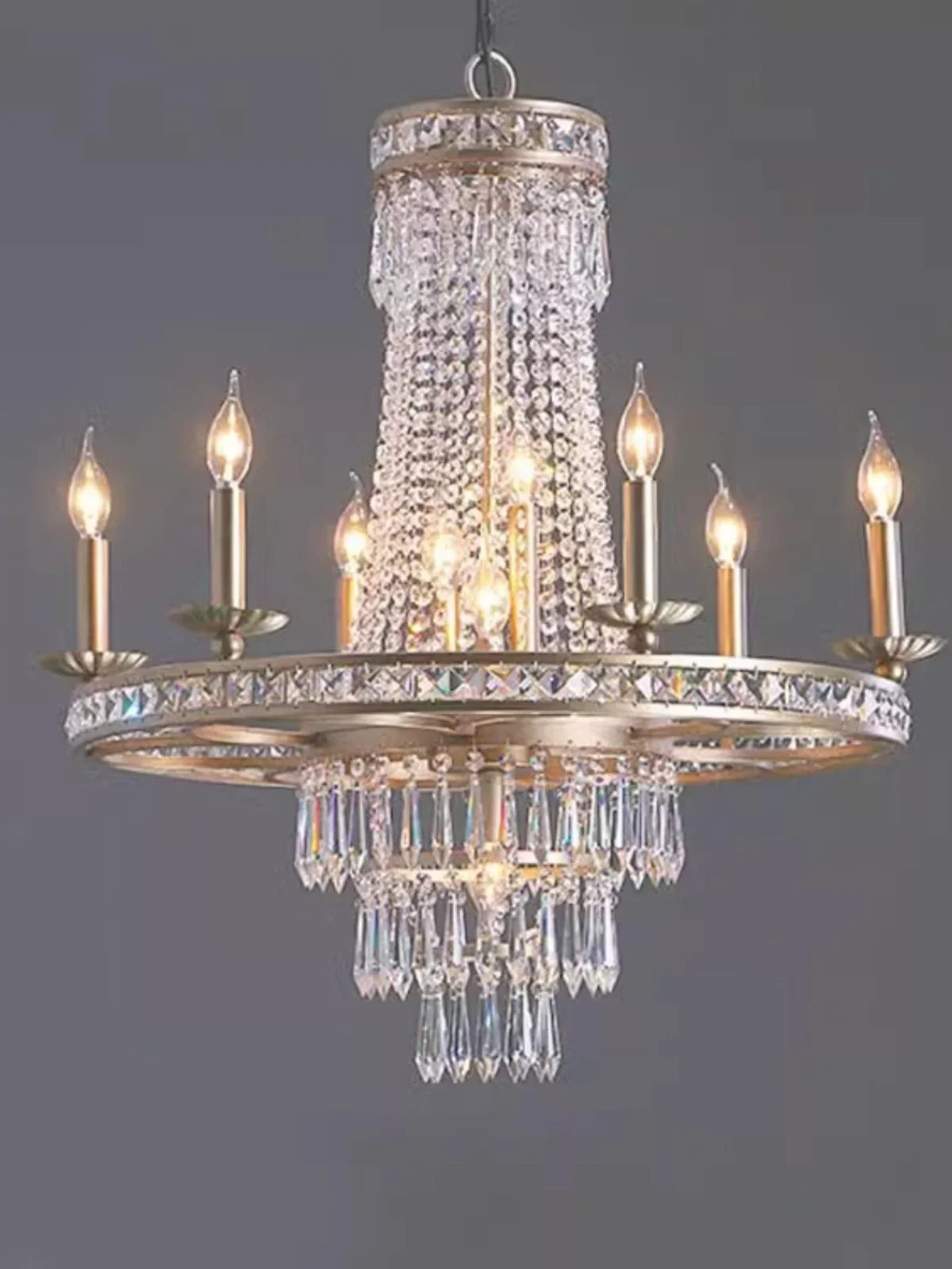 DecorBites™ American Country Chandelier French Luxury Iron Crystal Lamp