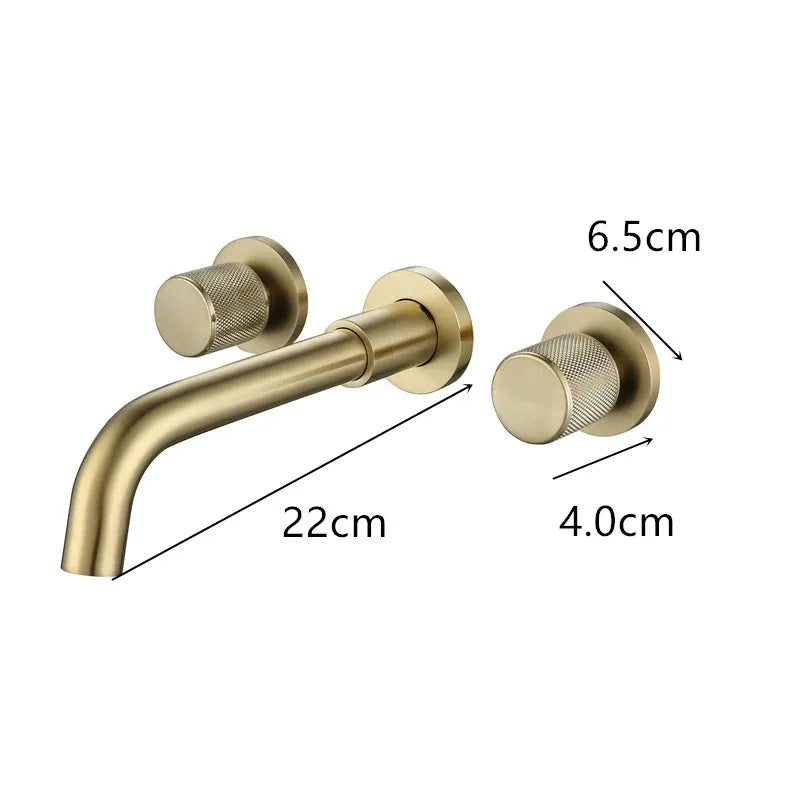 Bathroom Faucet Brushed Gold Bathroom Basin Faucet Cold And Hot Brass Sink Mixer Sink Tap Single Handle Wall Mounted Water Tap