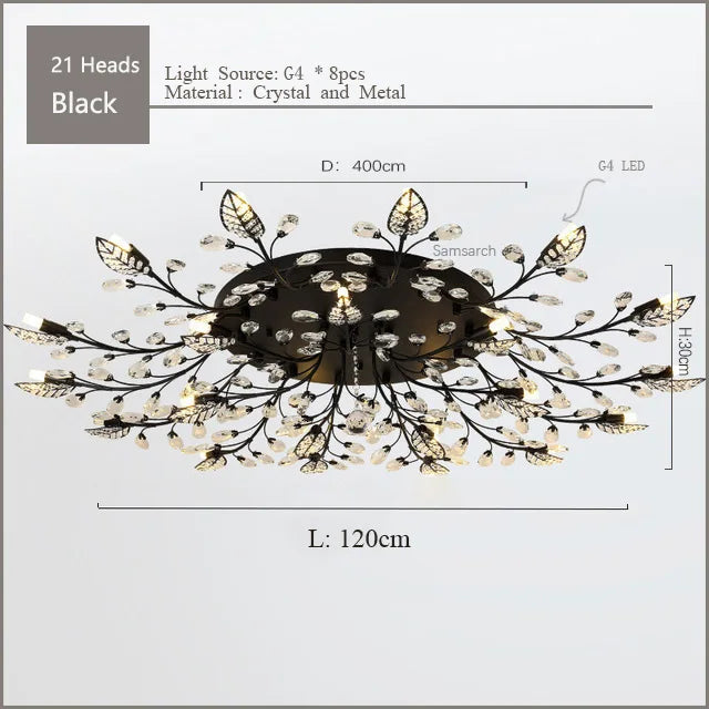 Lámpara de techo de cristal DecorBites™ con luces LED para sala de estar y dormitorio de Samsarah Lighting