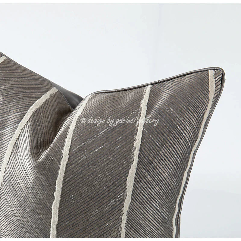 DecorBites™ Herringbone Jacquard Cushion Cover, Modern Beige White Pillowcase for Living Room