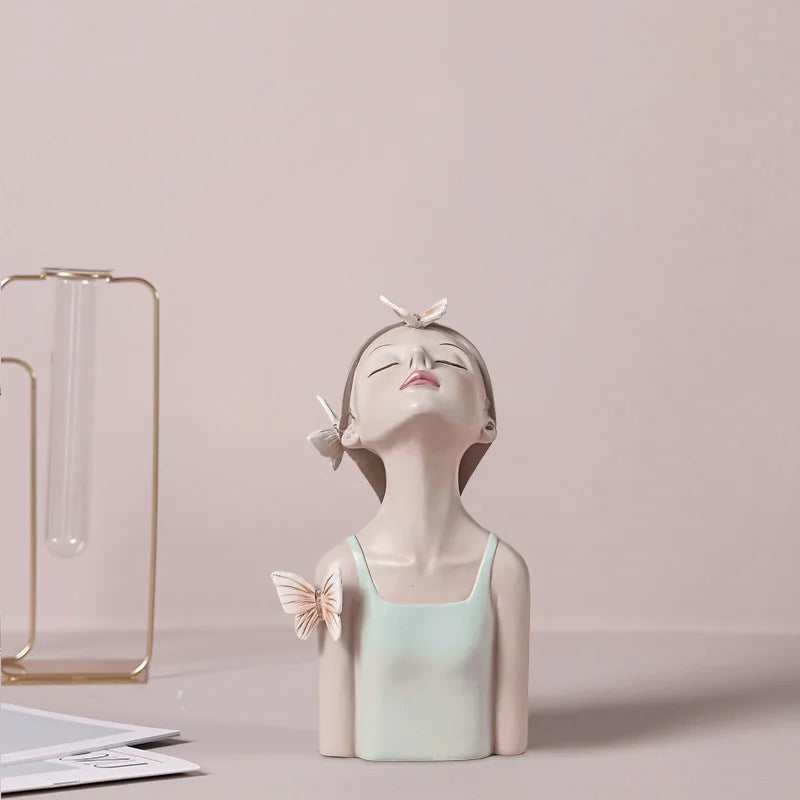 DecorBites™ Butterfly Fairy Resin Figurines with Gold Tray Home Decor Craft