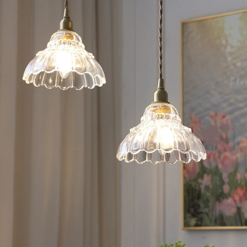 DecorBites™ Glass LED Pendant Lamp Modern Copper Socket Hanging Light