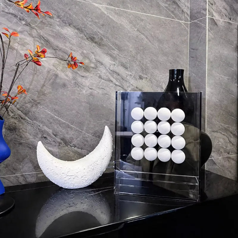 Adorno de bola geométrica abstracta acrílica DecorBites™ en marco decorativo para pintura