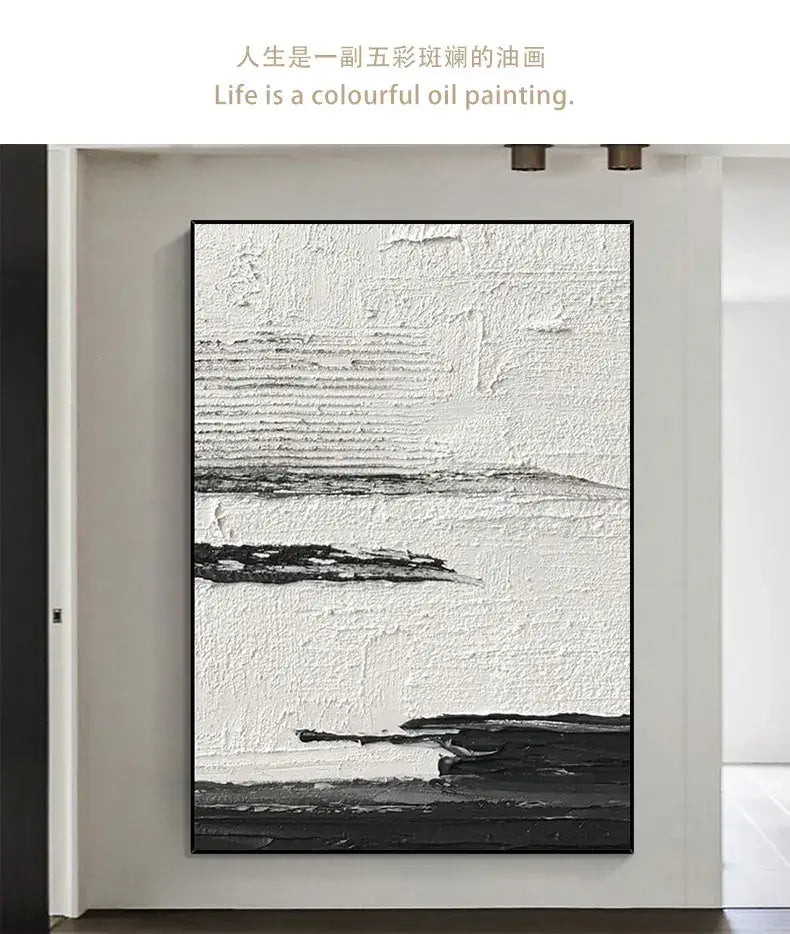 DecorBites™ Hand-Painted Black & White Abstract Wall Painting