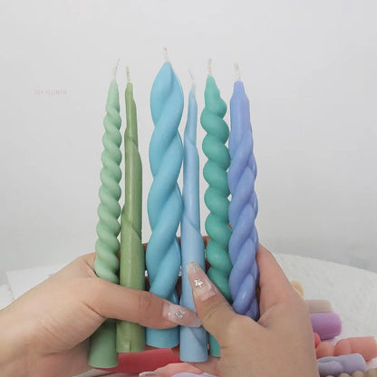 Long Candle Silicone Open and Close Mold Spiral Twist Shape Geometry Soap Resin Mould Chocolate Making Tools Wedding Home Decor