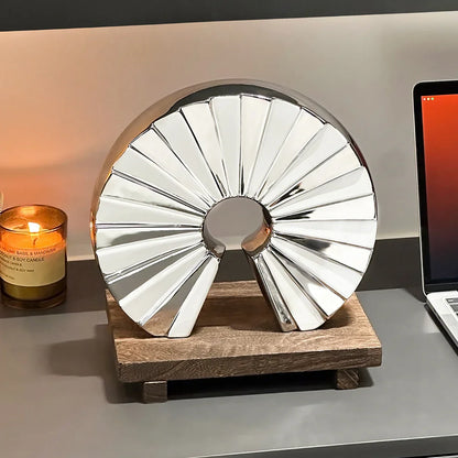 ديكوربايتس™ - منحوتة زخرفية هندسية من السيراميك على شكل مروحة لديكور المنزل