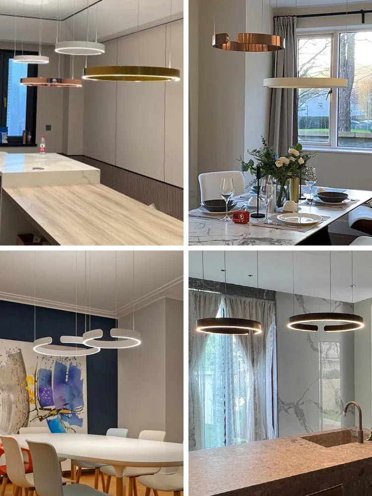 DecorBites™ LED Round Ring Chandelier for Dining Room, Living Room, and Bedroom