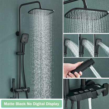 DecorBites™ Black Smart Digital Rainfall Shower System with Grey Mixer Tap