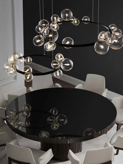 ثريا زجاجية سوداء بتصميم ما بعد الحداثة من ديكوربايتس™ مع كرات شفافة متعددة