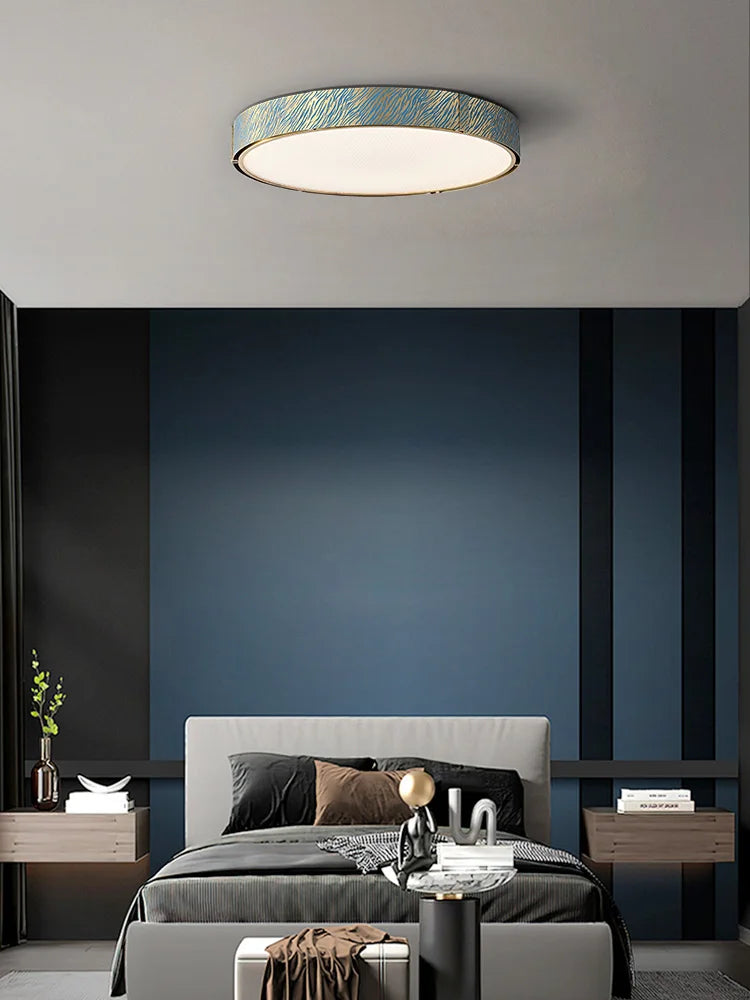 ثريا السقف LED الكريستالية النحاسية الزرقاء من DecorBites™ لغرفة الطعام