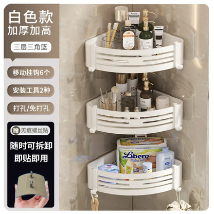 Organizador de estantes de esquina DecorBites™: Estante de almacenamiento de pared para baño y cocina