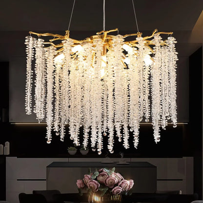 DecorBites™ Crystal Tassel Chandelier: Elegant Dining Room Pendant Light Fixtures