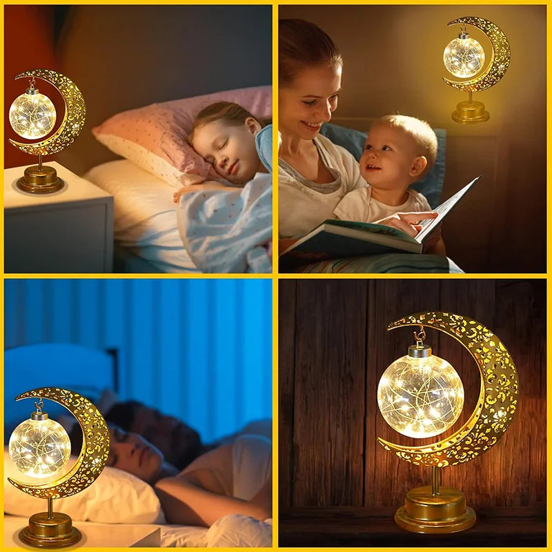 DecorBites™ LED Ramadan Moon Star Night Light Table Lamp for Eid Decoration