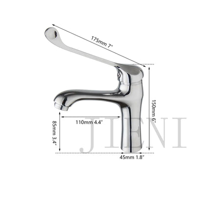 DecorBites™ Brass Long Handle Basin Faucet Mixer Tap Deck Mount Chrome Polished