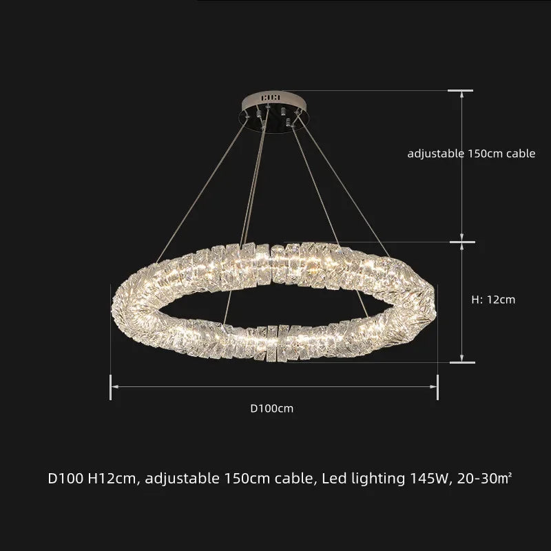 Lámparas colgantes LED de cristal DecorBites™ | Lámpara colgante de anillo regulable | Accesorios de decoración modernos y de lujo