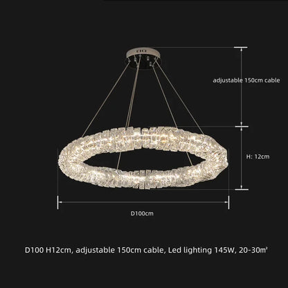 Lámparas colgantes LED de cristal DecorBites™ | Lámpara colgante de anillo regulable | Accesorios de decoración modernos y de lujo