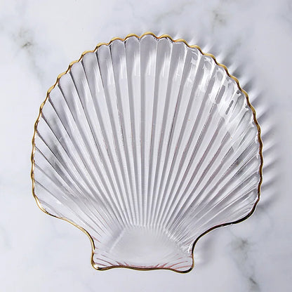 DecorBites™ Electroplated Crystal Glass Dish Plate Saucer with Sea Features
