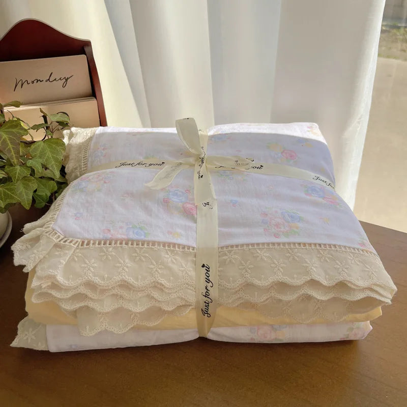 DecorBites™ Lace Romantic Comforter Set - Full Twin Double Size Bed Linens