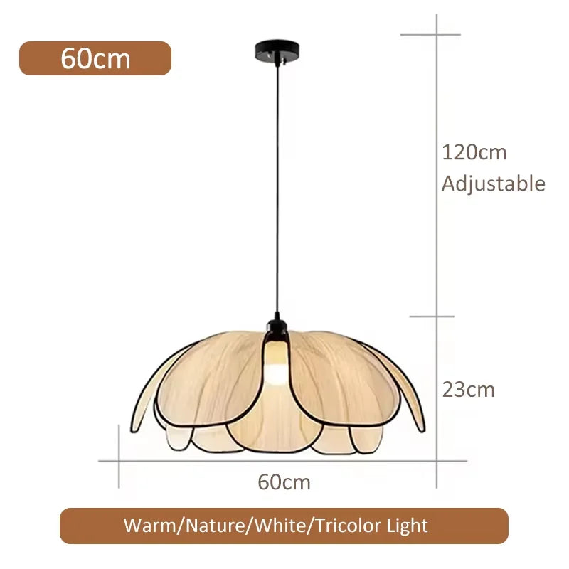 Petal Rattan Woven Pendant Light, 3-Color LED