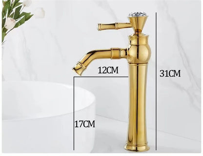 DecorBites™ Gold Brass Bathroom Faucet Single Handle Deck Mounted Basin Mixer Tap