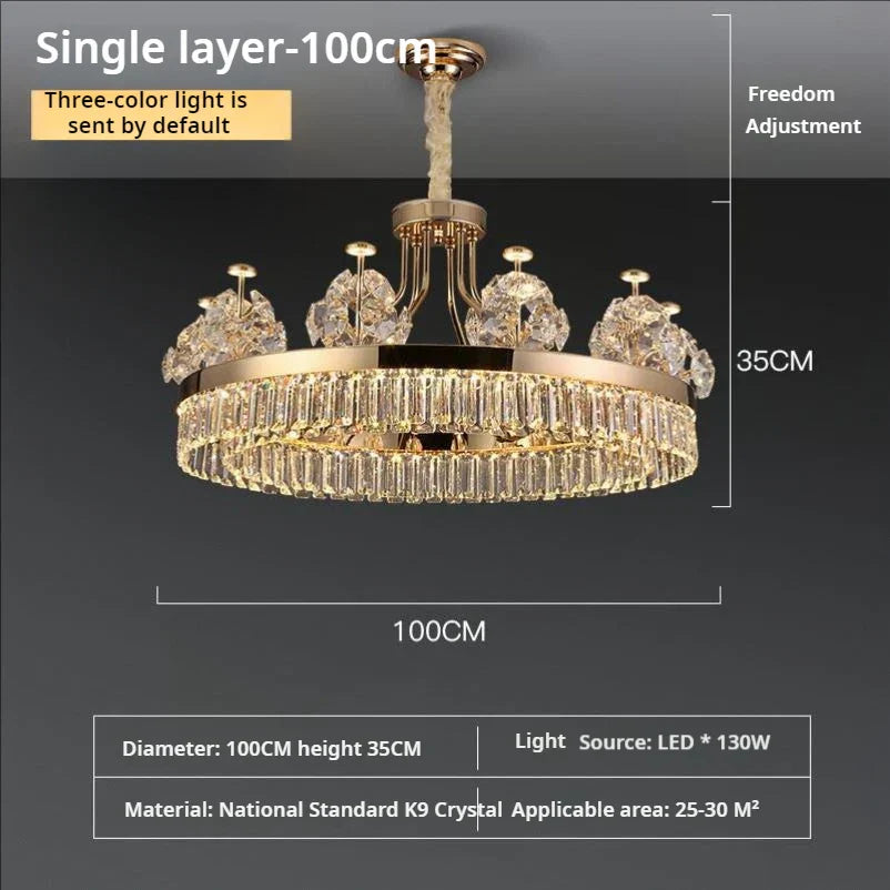 DecorBites™ Crystal Chandelier: Postmodern Light Luxury Double-Layer Pendant for Home Living Room