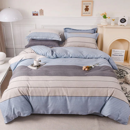 DecorBites™ Brushed Cotton Printed Duvet Cover Set - Single/Double Bed Bedclothes