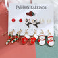 6 pairs/lot Christmas Earrings Xmas Tree Elk Snowman Santa Claus Cute Stud Earrings Set Kit Christmas Gifts For Women Girls Kids