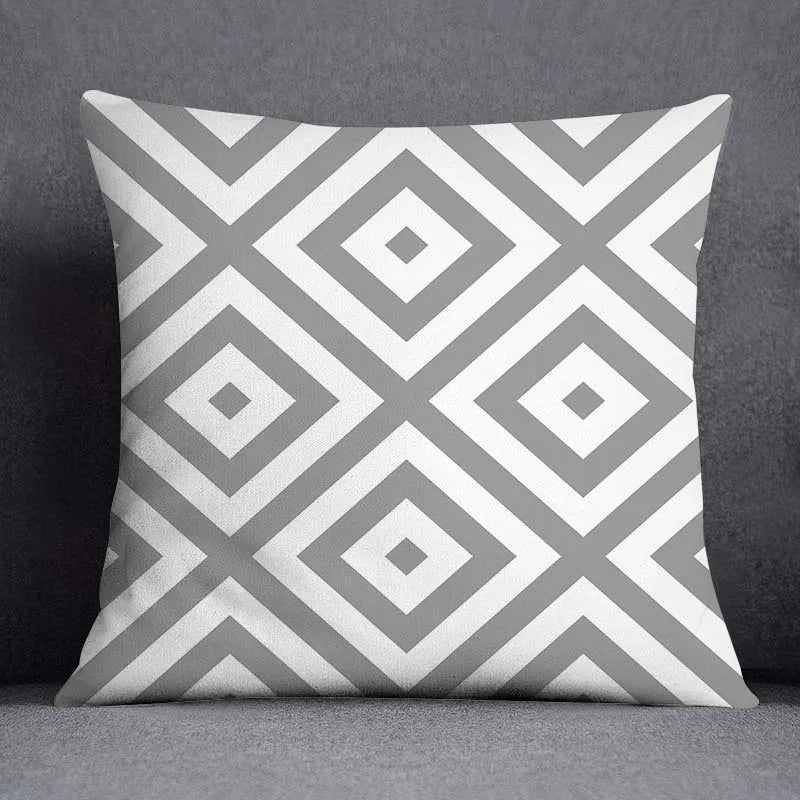 غطاء وسادة قطني مطبوع عليه زهور هندسية من DecorBites™ مقاس 45×45 سم غطاء وسادة أريكة