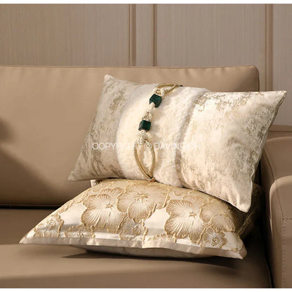DecorBites™ Embossed Floral Cushion Cover European Style Champagne Throw Pillow Case