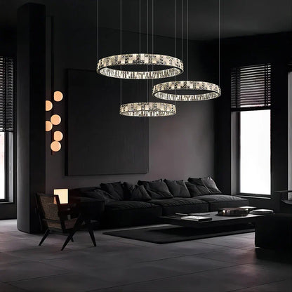DecorBites™ Crystal Lustre Circle Chandelier LED Lights - Modern Luxury Minimalism décor