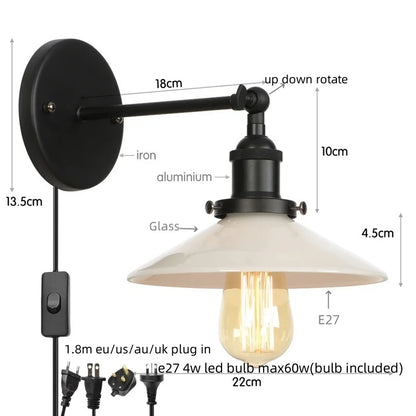 DecorBites™ LED Wall Lights: Industrial Style Bedside Lamp for Kitchen, Reading, Cafe - White Class