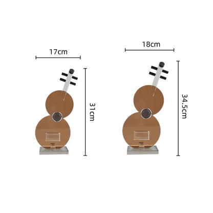 DecorBites™ Crystal Guitar Sculpture Brown Glass Figurine for Home Decor