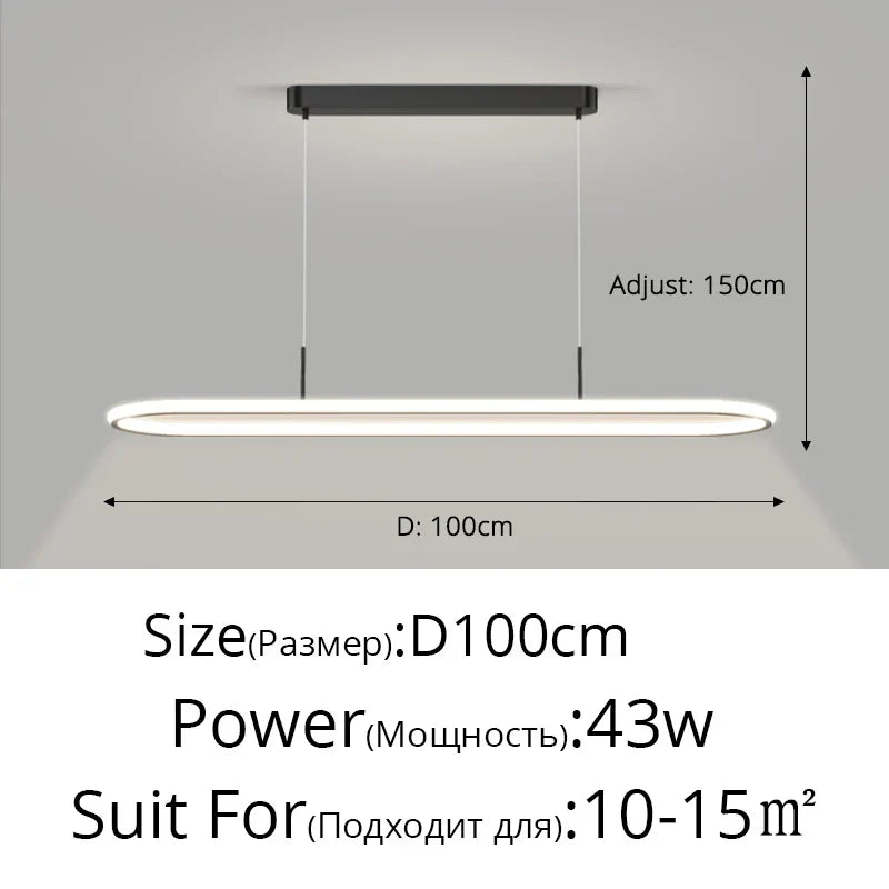 DecorBites™ LED Pendant Light for Dining Table Kitchen Home Decoration Indo Lighting Lustre White Black Fixture Hanging Lamp