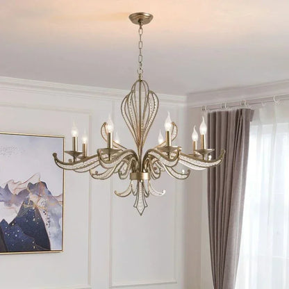 DecorBites™ French Candle Design Crystal Chandelier LED Pendant Lighting for Home Décor