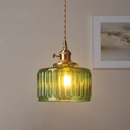 DecorBites™ Green Glass LED Pendant Light: Nordic Modern Hanging Lamp for Dining & Bedroom