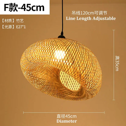 DecorBites™ Bamboo Pendant Light Hand Woven LED Chandelier for Home Decor