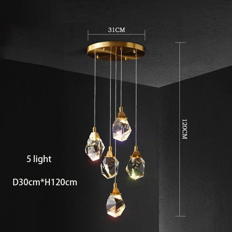 DecorBites™ Elegant Crystal Chandelier for Living Room & Staircase Lighting